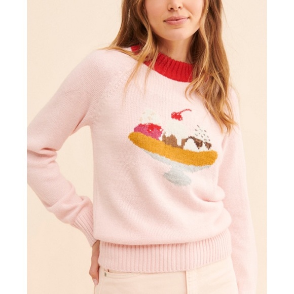 Rachel Antonoff Banana Split Alpaca Wool Blend Sweater (Sz S) Light Pink - Picture 2 of 13